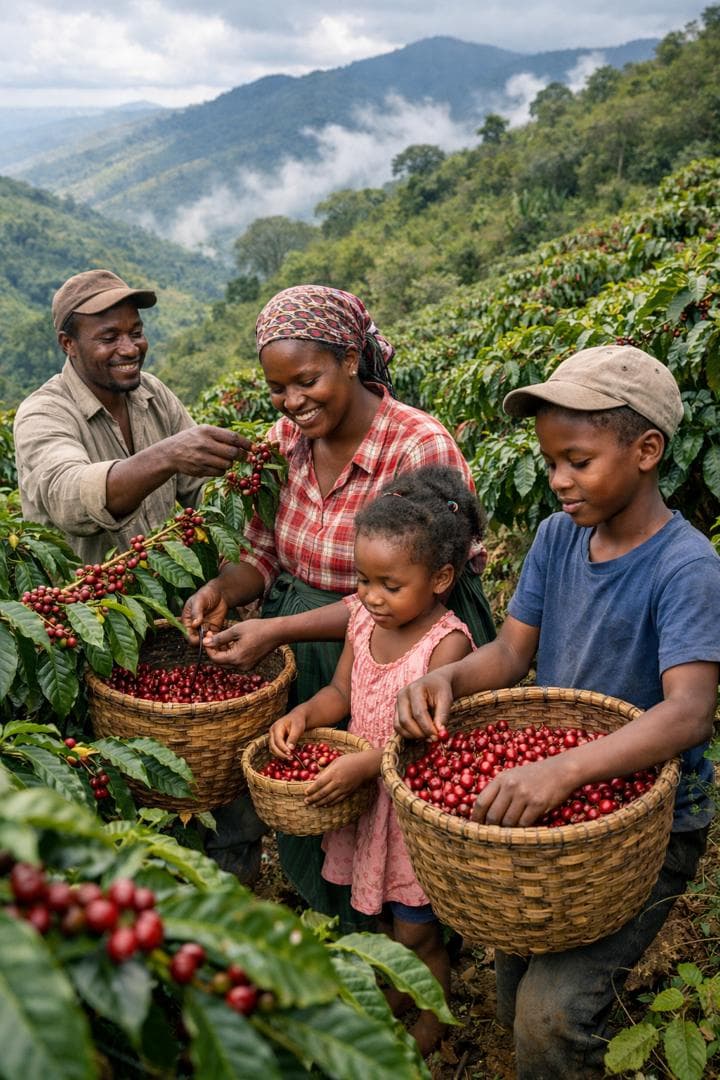 山岳斜面での手摘み
